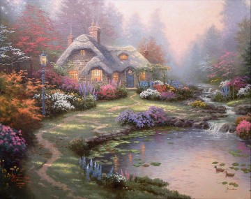 cottage cornfield Painting - Everett Cottage Thomas Kinkade nature